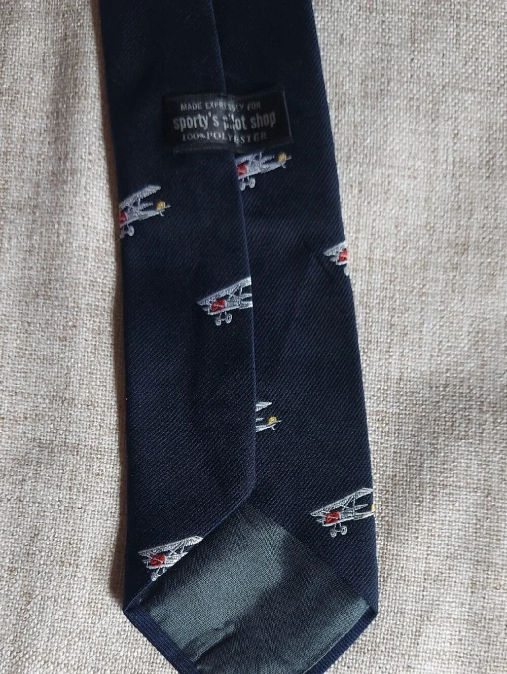 Classic Navy Men's Tie with Airplane Motif